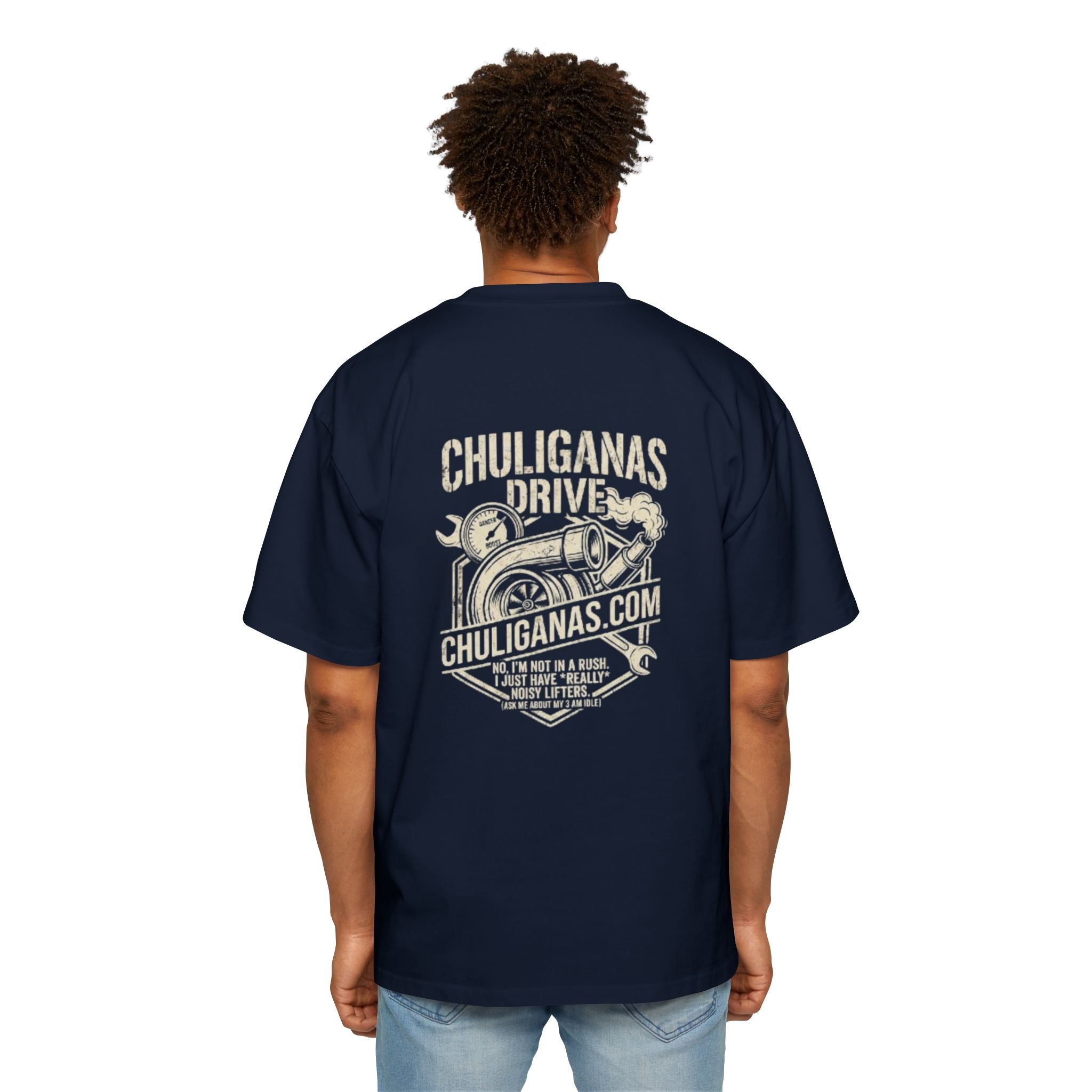 Oversized Tee — 'Chuliganas Drive' Vintage Car Graphic Men's T-Shirt