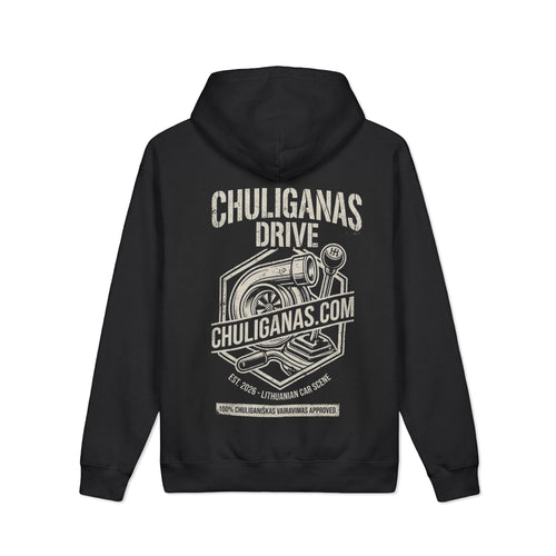 Chuliganas Drive Hoodie - Vintage Car Graphic Hooded Sweatshirt