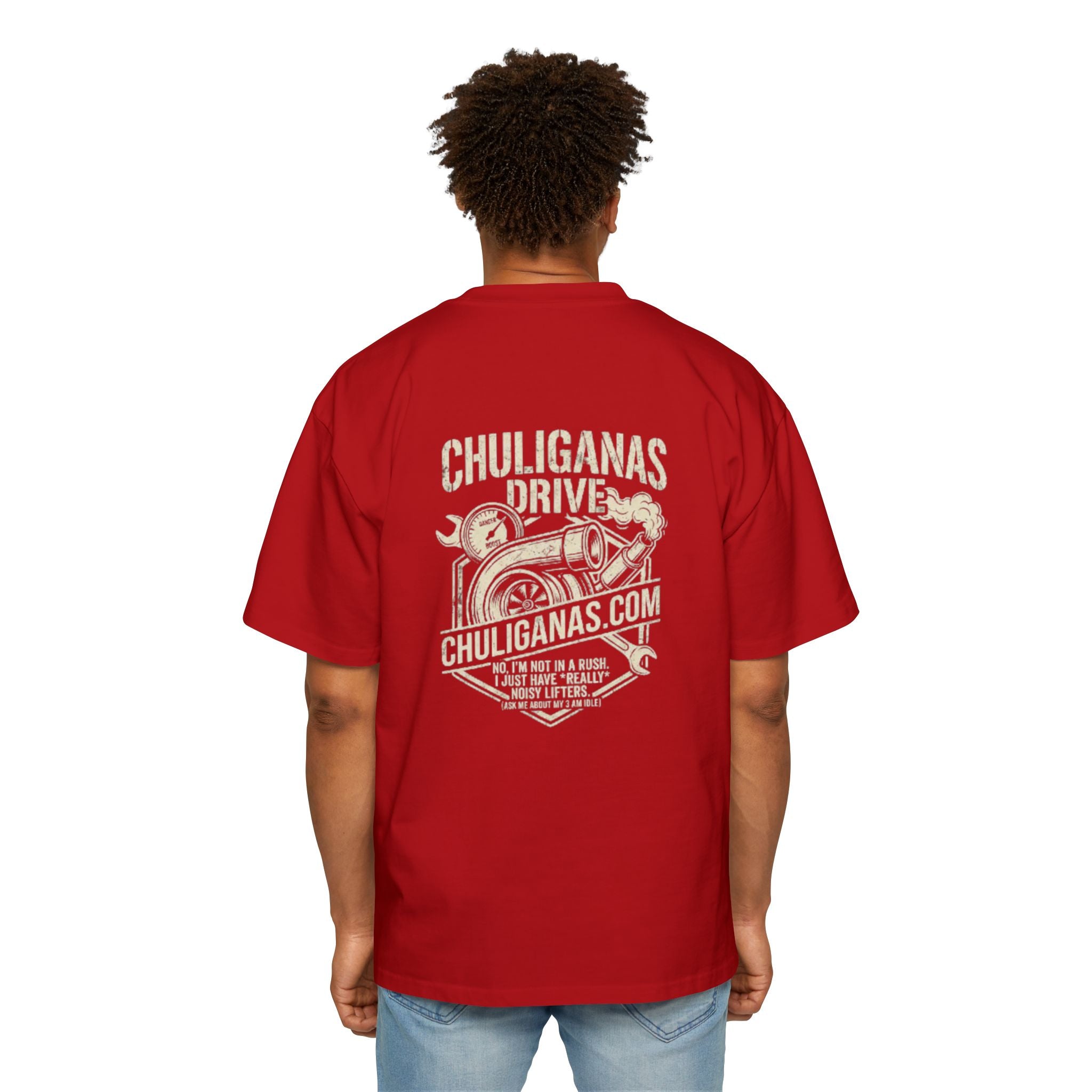 Oversized Tee — 'Chuliganas Drive' Vintage Car Graphic Men's T-Shirt