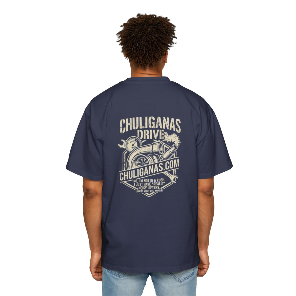 Oversized Tee — 'Chuliganas Drive' Vintage Car Graphic Men's T-Shirt