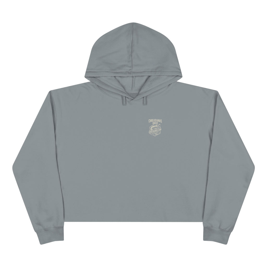 Chuliganas Drive Cropped Hoodie — Vintage Car Logo Streetwear