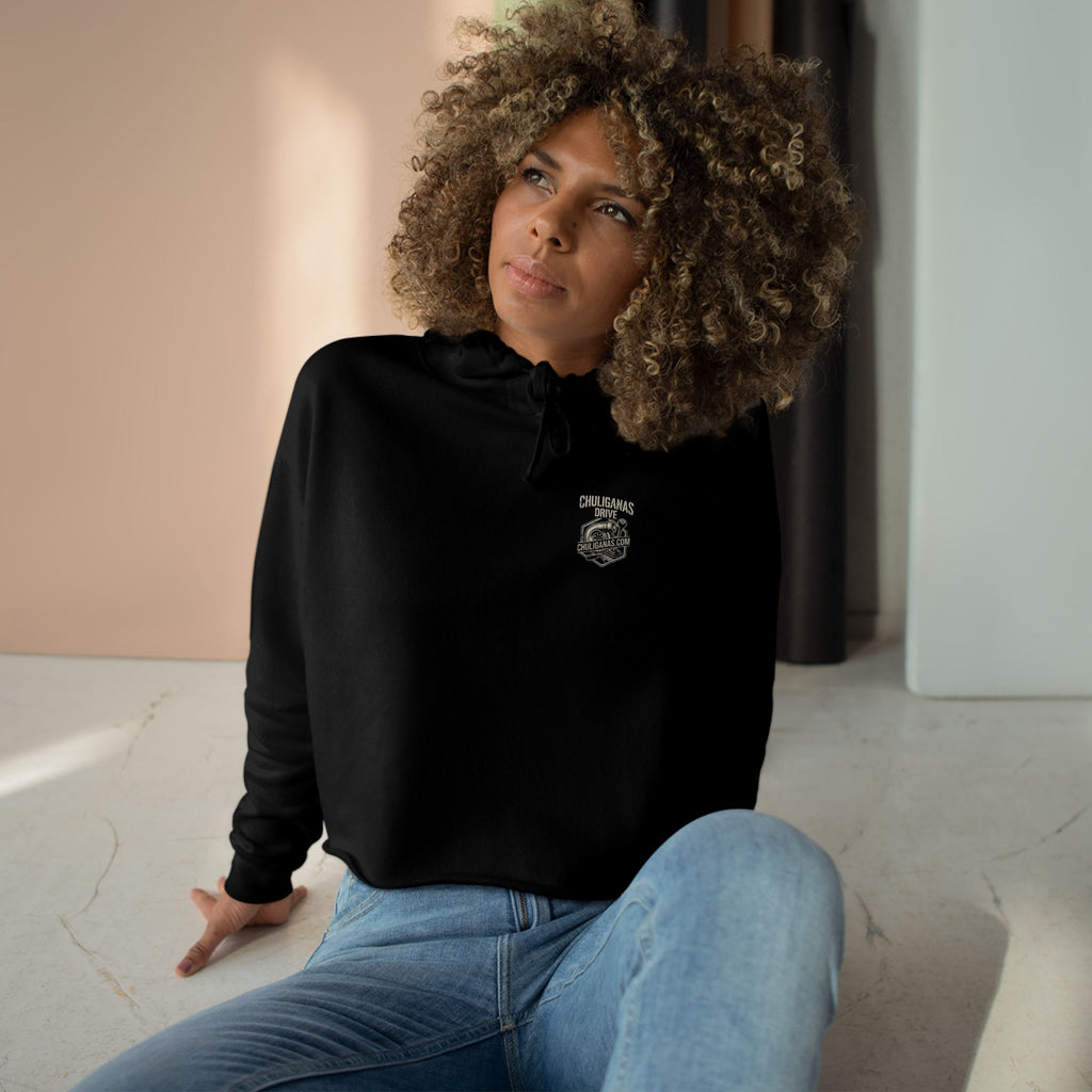 Chuliganas Drive Cropped Hoodie — Vintage Car Logo Streetwear